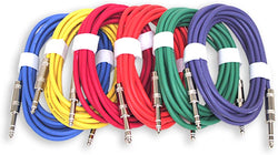 1/4" TRS to 1/4" TRS Patch Snake Cables - 6 Pack