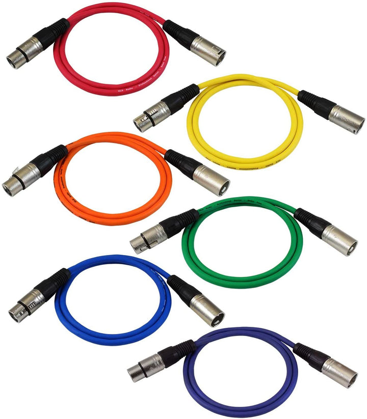 XLR-M to XLR-F Patch Snake Cables - 6 Pack