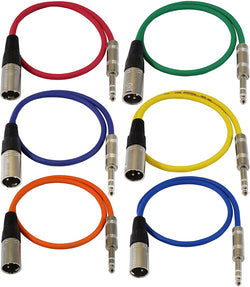 1/4" TRS to XLR-M Patch Snake Cables - 6 Pack