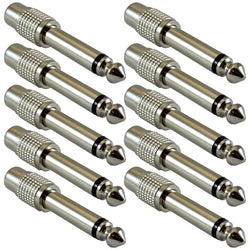 RCA Female to 1/4" TS Connector Adapter - 10 Pack Adapters