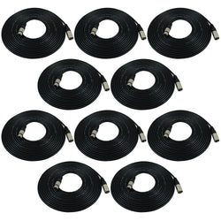 10 PACK 25 Feet Mic Cable XLR-M to XLR-F - 25ft Black