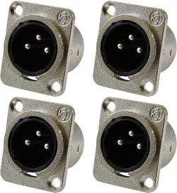 XLR Male Panel Mount Connector Jacks - 4 Pack