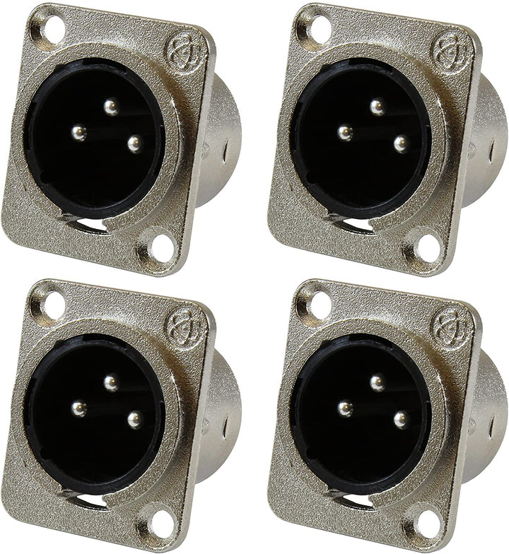 XLR Male Panel Mount Connector Jacks - 4 Pack