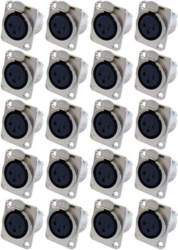 XLR Panel Mount Connector Jacks - 20 Pack