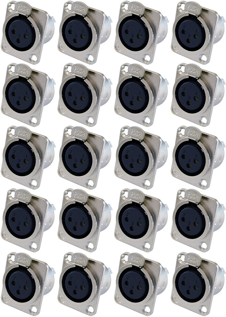 XLR Panel Mount Connector Jacks - 20 Pack